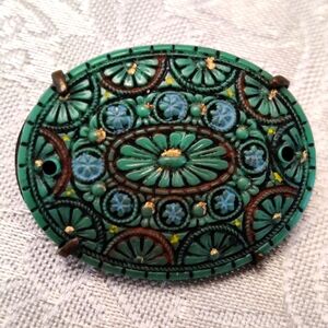 Vintage Czech Glass Morocco Matrix brooch